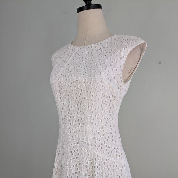 Eyelet Mini Dress 4 White Cottage Bride Rehearsal Beach Graduation Rush Beach - Picture 4 of 13